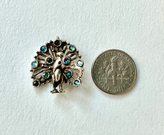Sterling silver vintage charm, peacock