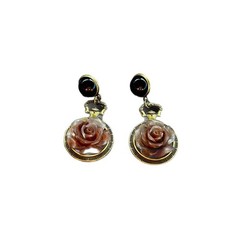 Vintage French Court Style Rose Earrings For Women 3D Resin Floral Stud Jewelry