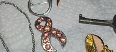 Vintage Lot Of 8 Brooches Pins Necklace Key Etc. 1 Avon And 1 Variety