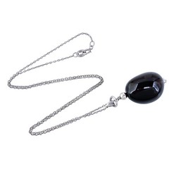 Smoky Quartz Pendant Necklace | Vintage Sterling Silver 925 | 16″