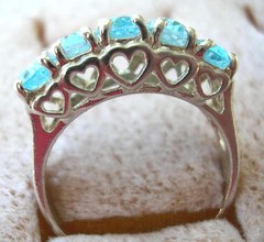 Vintage Ladies Sterling & 5 Blue Topaz Ring size 7 Signed C N A