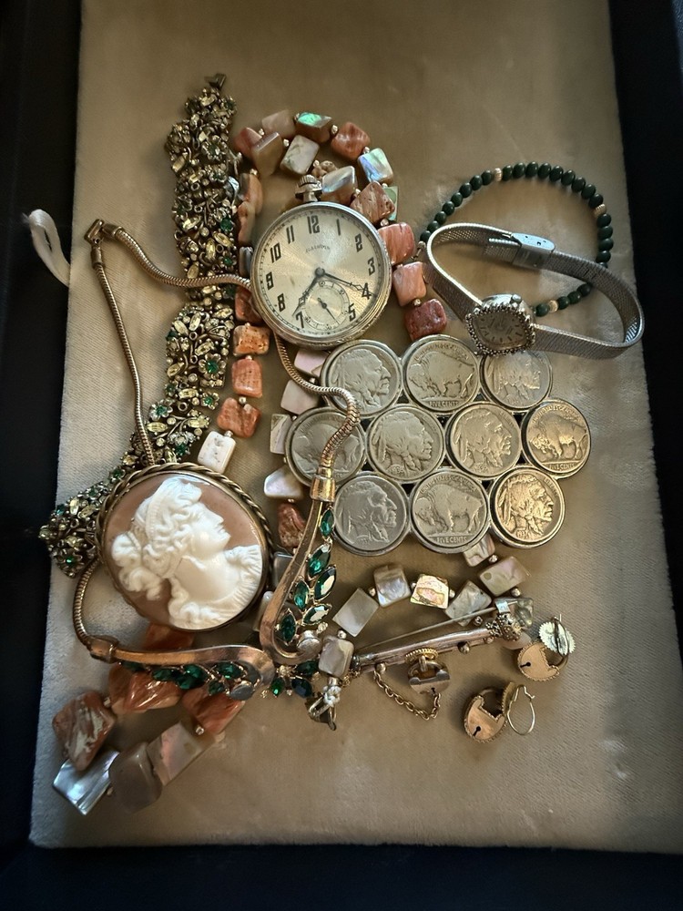Vintage Estate Jewelry Lot Including Illinois Pocket Watch And More Some Repair