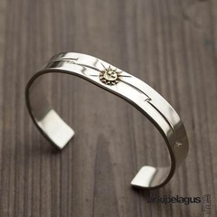 Extremely Popular, Best-Selling Silver 925 Gold Plated Eagle Sunburst Bangle