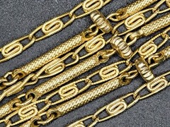 Vintage LISNER 7-Strand Link Necklace GOLDTONE 14-17″ BOHO CHIC Cocktail GYPSY