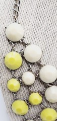 18″ Green, White and Yellow Flat Faceted Round Stone Statement Necklace