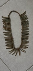 Vintage 70s Necklace Fringed wood with beads Tribal Jewelry
