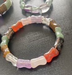 Stone Bracelet Gemstone Lot of 4 Cold Carved Beads Healing Stretch Assorted