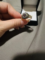Victorian 10K Gold Garnet Pearl Cluster Ring Antique Pre-1920 Size 7