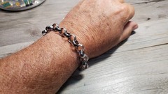 Vintage Erwin Pearl Sterling Silver Rolo Chain Bracelet circa 1960s