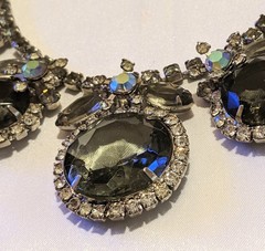 RARE Vintage JULIANA Huge Smokey Crystal Bib Style Statement Necklace Estate Pc