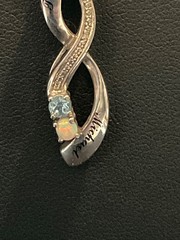 925 Sterling Silver MICHAEL TIERNEY Fire Opal Blue Topaz Pendant Necklace