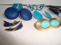 Lot of Vintage 1980’s 1990’s Pierced Earrings Women’s Jewelry Retro Blue