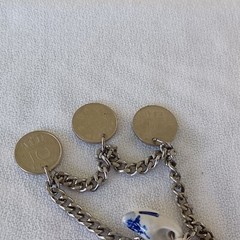 Vintage 1950-1970 Netherlands 10 Cent Coins Charm Bracelet Dutch Clogs 6″