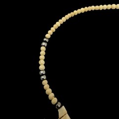 Tribal 1970s Bone Vintage Fringe Statement Necklace – Boho Ethnic Choker 16.5”
