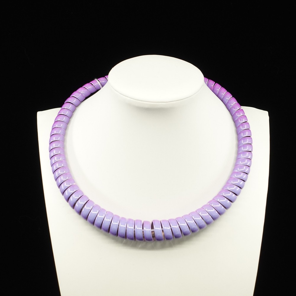 80s Lilac Coiled Spiral Wrap Collar Statement Necklace