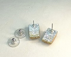 Vintage KC Kenneth Cole Blue Prism Pendant Necklace Earrings Set Silver Tone