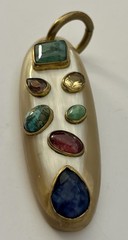 Ashley Pittman Pendant Signed AP Kenya Vintage Gemstones Horn? Bone? Vtg Jewelry