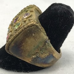 Vintage 18K HGE Plated Multi Color Crystals Unique Bold Look Ring varied sizes