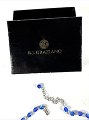 AVON DEALERS ESTATE NEW! RJ GRAZIANO BLUE Crystal Maltese Cross Necklace