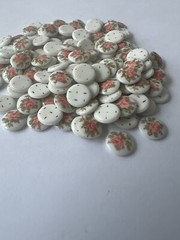 Vintage Japanese 8 mm Round Flower Porcelain FLATBACK Ceramic 50 Pcs