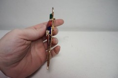 Large Vintage Figural Bird of Paradise Peacock Enamel Rhinestone 5″ Brooch Pin