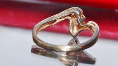 10k yellow gold ring natural diamond heart size 6 handmade 2.15gr N195