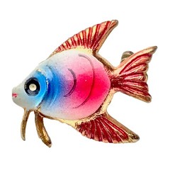 Gold Tone Colorful Enamel Fish Pin Brooch Vintage Korean Decorative Accessory