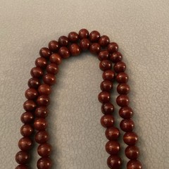 Wood Bead Red Leather Tassel Pendant Necklace
