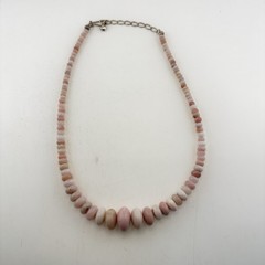 Jay King Necklace Pink Opal Graduated Disc Coin Sterling Silver Beaded 925