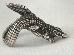 VINTAGE .925 STERLING SILVER FIGURAL ALLIGATOR RING…14g…SIGNED