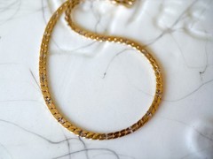 Vintage Flat Curb Link 14k Yellow Gold Bracelet