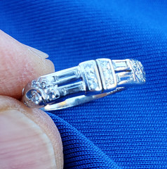 Original EARTH MINED DIAMOND Deco Wedding BAND Antique SOLID PLATINUM Ring S 5.5