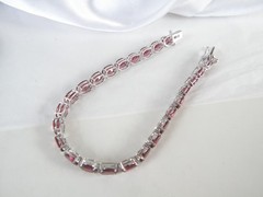New Sterling Silver 925 Natural Rhodolite Pink Garnet Tennis Bracelet 7.5″