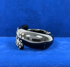 Vintage Black Clamper Hinged Bracelet with Rhinestones