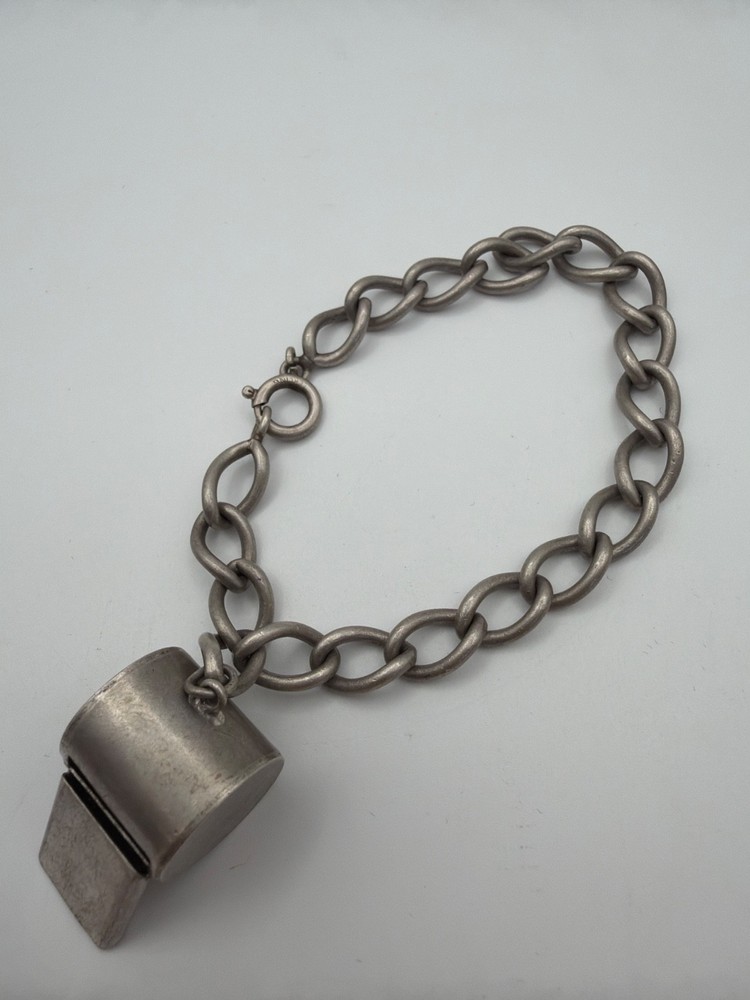 Vintage JMS Sterling Silver Whistle Charm Bracelet Joseph M Stanholtz 21.33g
