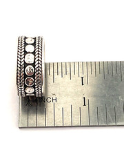 Vintage Marked 925 Sterling Silver ORB ROW Wide Band Ring Approx Size 8 1/2″