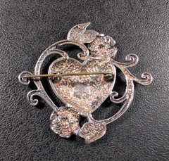 Jezlaine Heart Floral Vine Brooch – Vintage – Sterling 925 – 2″ – 12.3 g