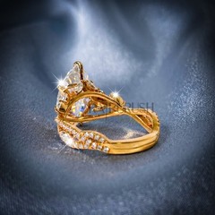 Vintage Marquise Moissanite Engagement Ring 14K Yellow Gold Plated 925 Silver