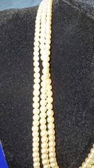 Circa 1950 NOS Marvella 3-Str Faux Pearl Necklace ,Original Tag,Box,Sterlinig