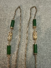 Vintage Sarah Coventry Necklace Faux Jade Beads Lanterns Oriental Inspired 32″