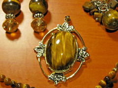 Vintage Tiger Eye Lot of Earrings Pendant Necklace Nice Small Jewelry Read Desc
