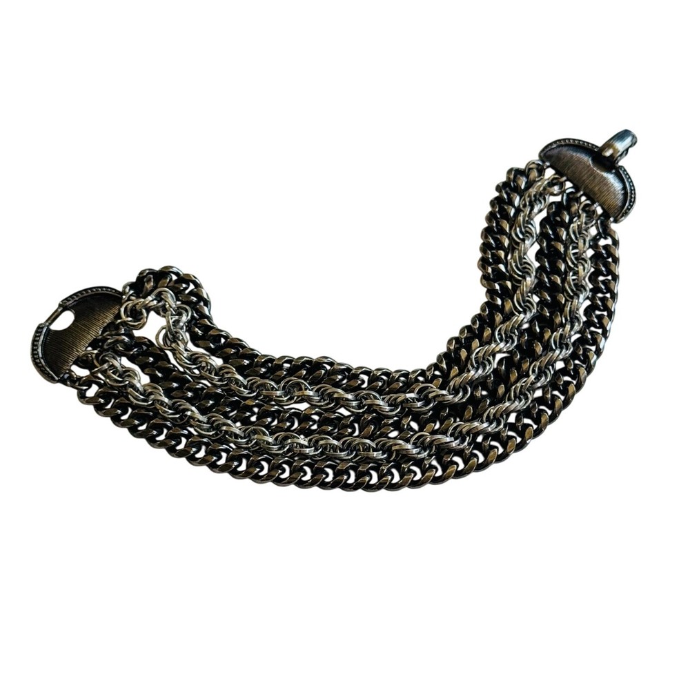 Goldette NY Regal Bracelet VtG Multi 5 rows chain signed chunky rare 60s 7″