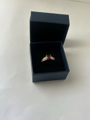 Vintage Red Cubic Zirconia Ring Gold Plated Womens Size 8.5
