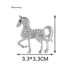 Rhinestone Horse Animal Brooch Pin for Women Girls Men Silver Plated Fashion …
