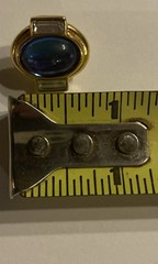YSL Yves Saint Laurent Blue Glass Cabochon Gold-tone Pierced Earrings