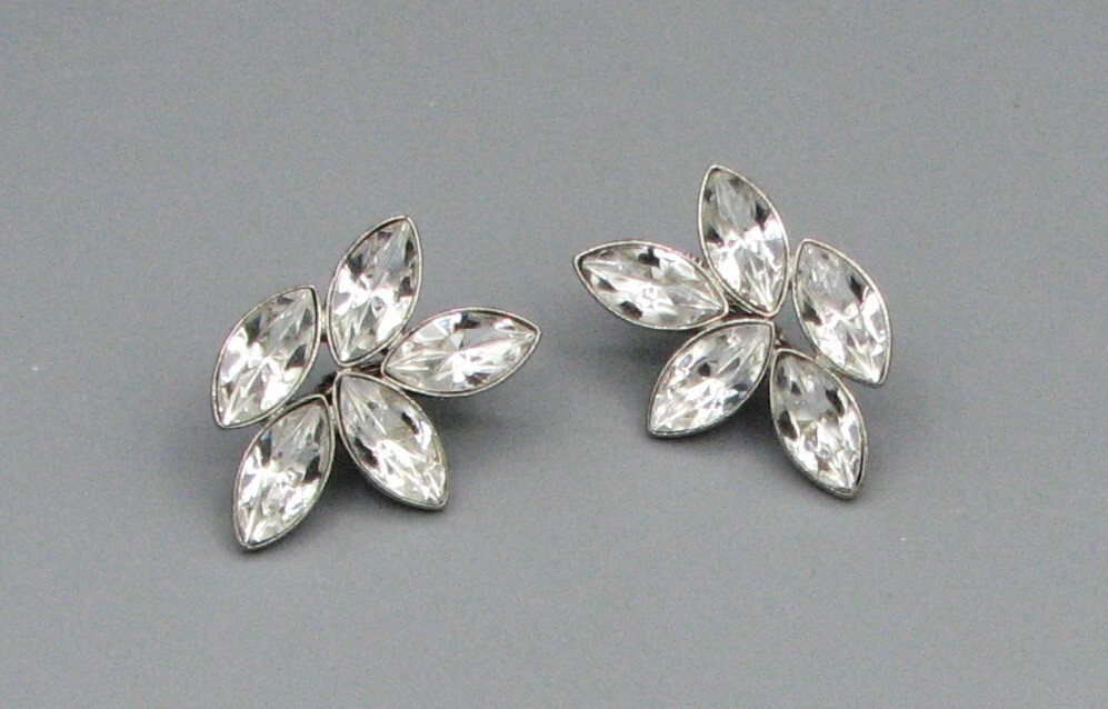 Vintage Glamorous Marquise Rhinestone Earrings #5733 Gift Box Free Shipping