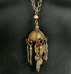 Tribal Boho Ottoman Style Ethnic Dome Lariat Necklace Vintage Tassel Statement