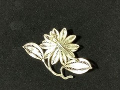 Vintage Sterlling Silver Flower Pin Pearl Center Brooch Marked Silver