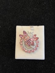 Vintage Eisenberg Ice 1950s Pink and Clear Rhinestone Brooch