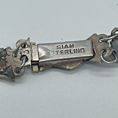 VTG Signed SIAM Niello 925 Sterling Silver Enamel Panel link bracelet 7″